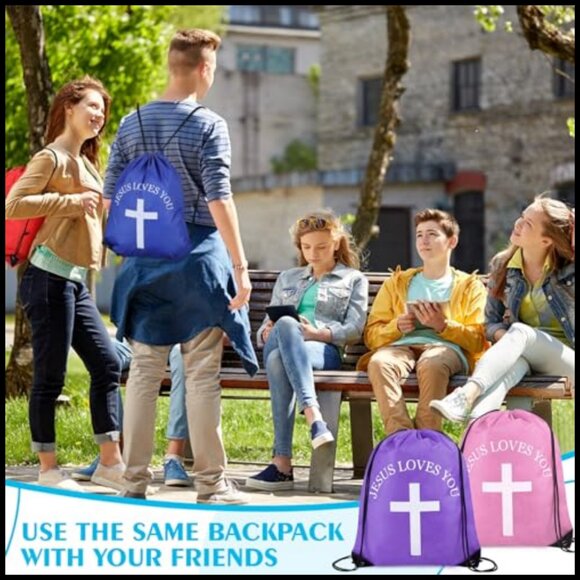 Drawstring Backpack Gym Bag Religious Gift Polyester Daypack Water Resistant main image 5